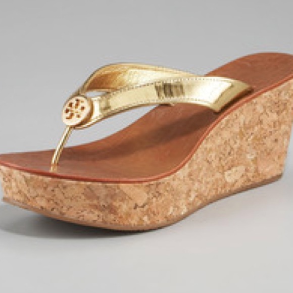 tory burch gold wedges